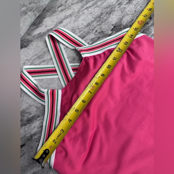 Athleta women's Sz S pink criss cross shelf bra tank top. - Picture 6 of 10